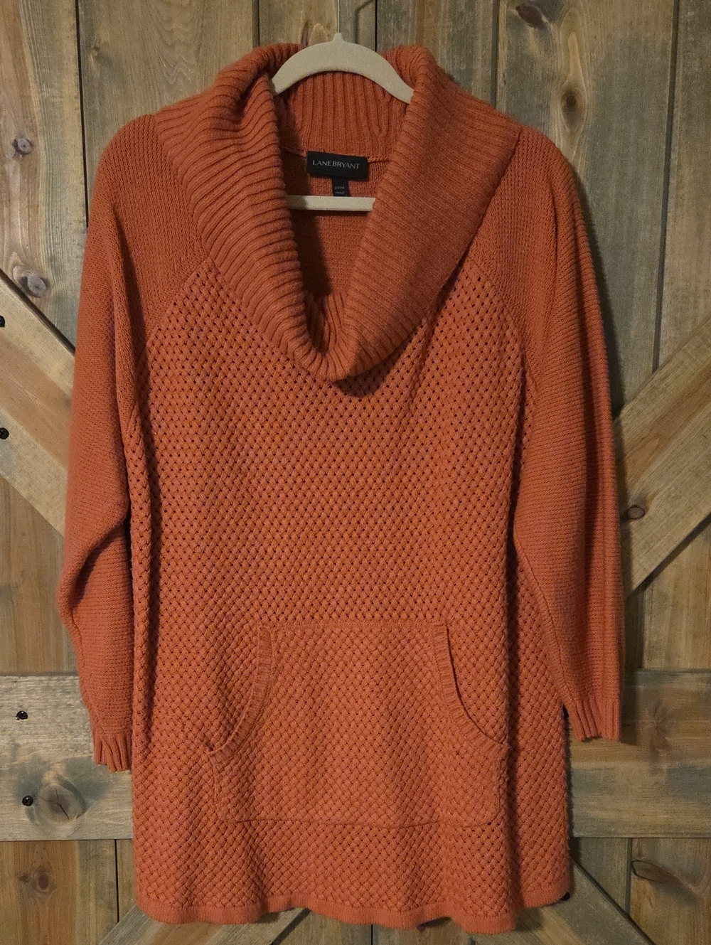 Lane Bryant Rust Orange Cowl Neck Knit Tunic Sweater